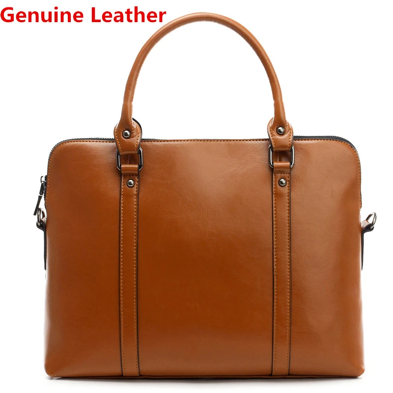 New 100% Genuine Leather Briefcase For Woman 14 15.6 inch Laptop Bag - Image 21