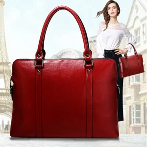New 100% Genuine Leather Briefcase For Woman 14 15.6 inch Laptop Bag