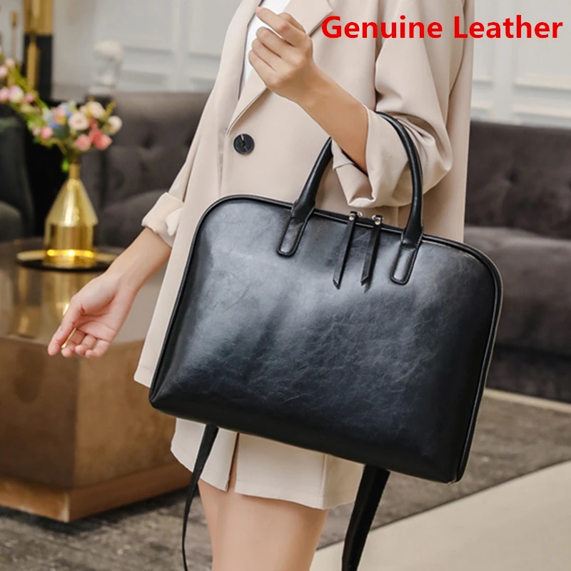 New 100% Genuine Leather Briefcase For Woman 14 15.6 inch Laptop Bag - Image 7