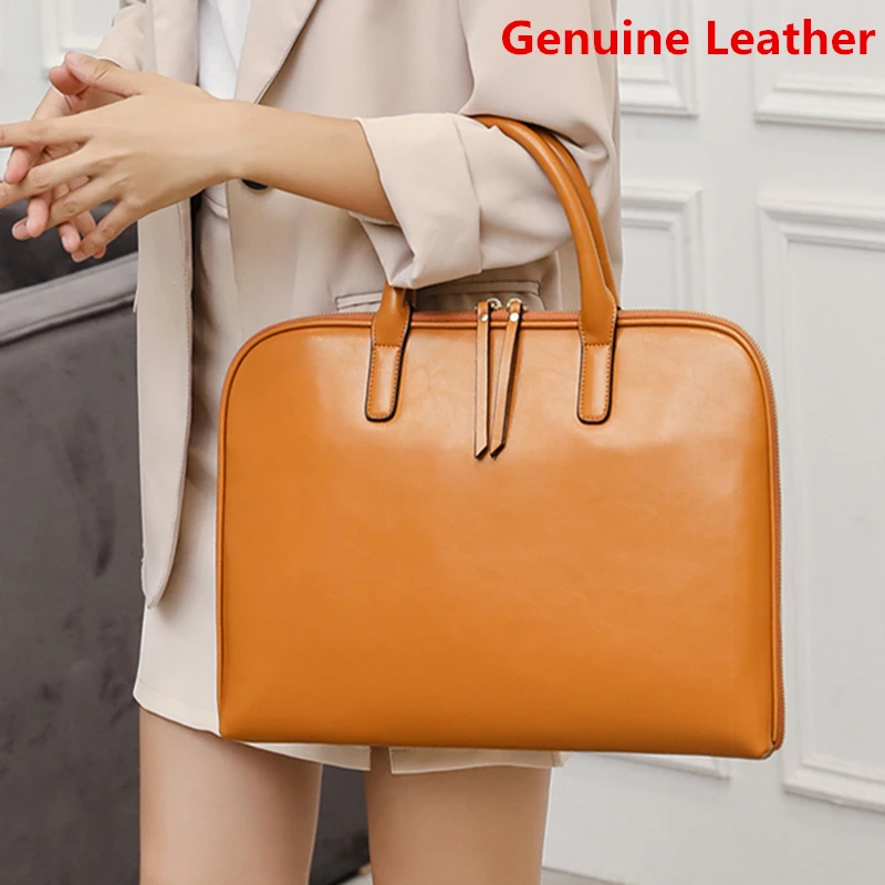 New 100% Genuine Leather Briefcase For Woman 14 15.6 inch Laptop Bag - Image 8