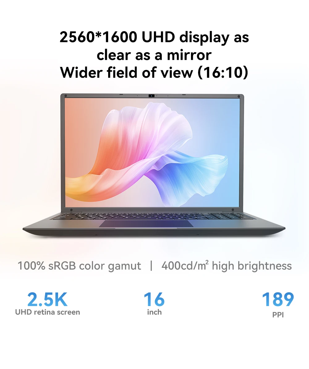 16 Inch Laptop Intel Core I5 CPU 2.5K IPS Display 16GB RAM 512GB/ 1TB ROM - Image 6