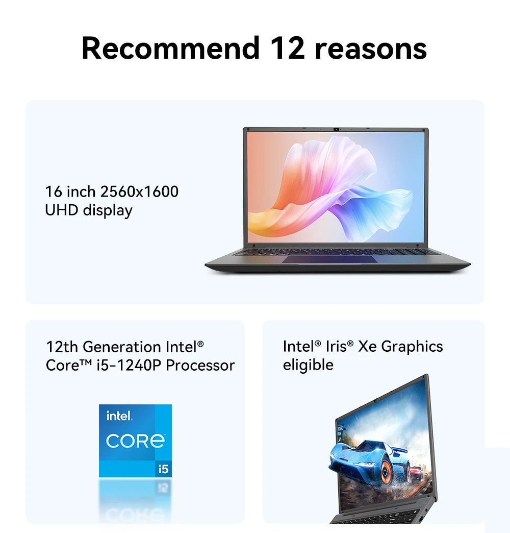 16 Inch Laptop Intel Core I5 CPU 2.5K IPS Display 16GB RAM 512GB/ 1TB ROM - Image 3