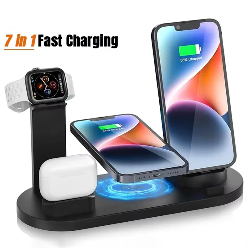 7 In 1 Wireless Charger Stand For iPhone 1-12 Apple Watch ,etc.. - Image 1