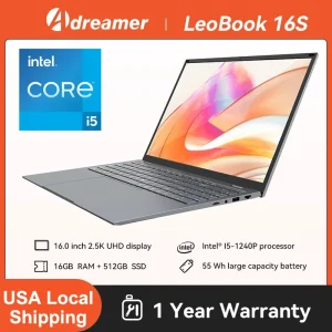 16 Inch Laptop Intel Core I5 CPU 2.5K IPS Display 16GB RAM 512GB/ 1TB ROM