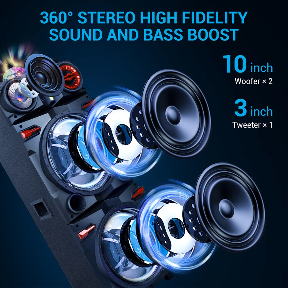 9000W Portable Bluetooth Speaker Heavy Bass Sound - Image 3