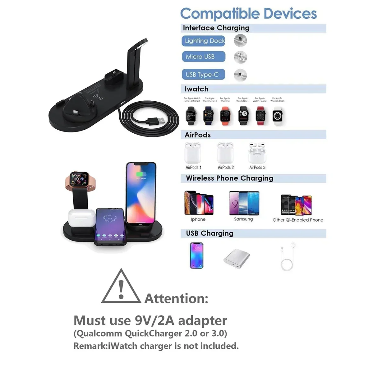 7 In 1 Wireless Charger Stand For iPhone 1-12 Apple Watch ,etc.. - Image 5