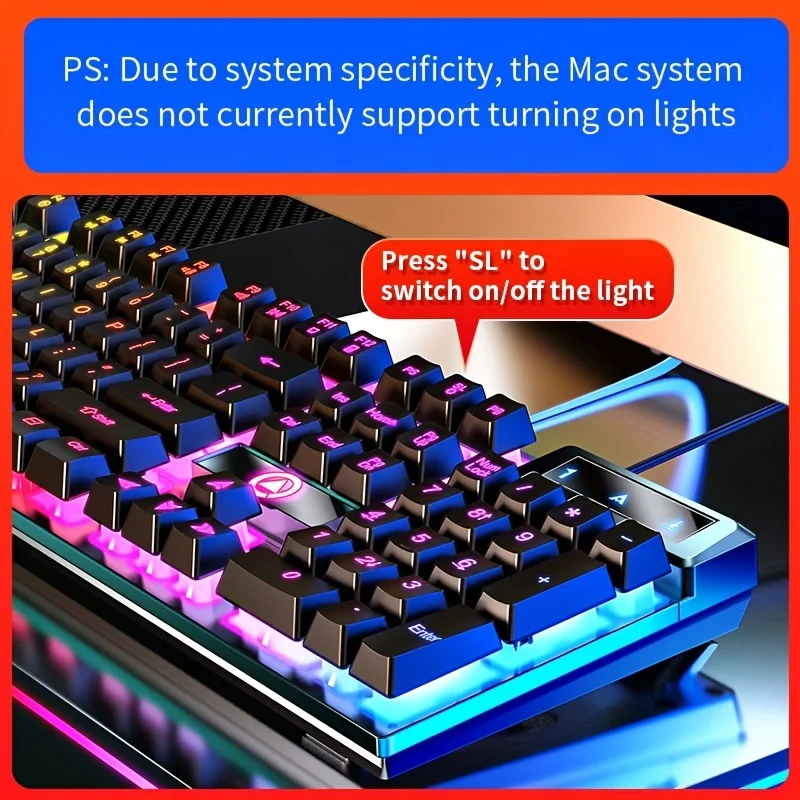 Game Keyboard USB Wired Mechanical Feel Luminous - Image 5