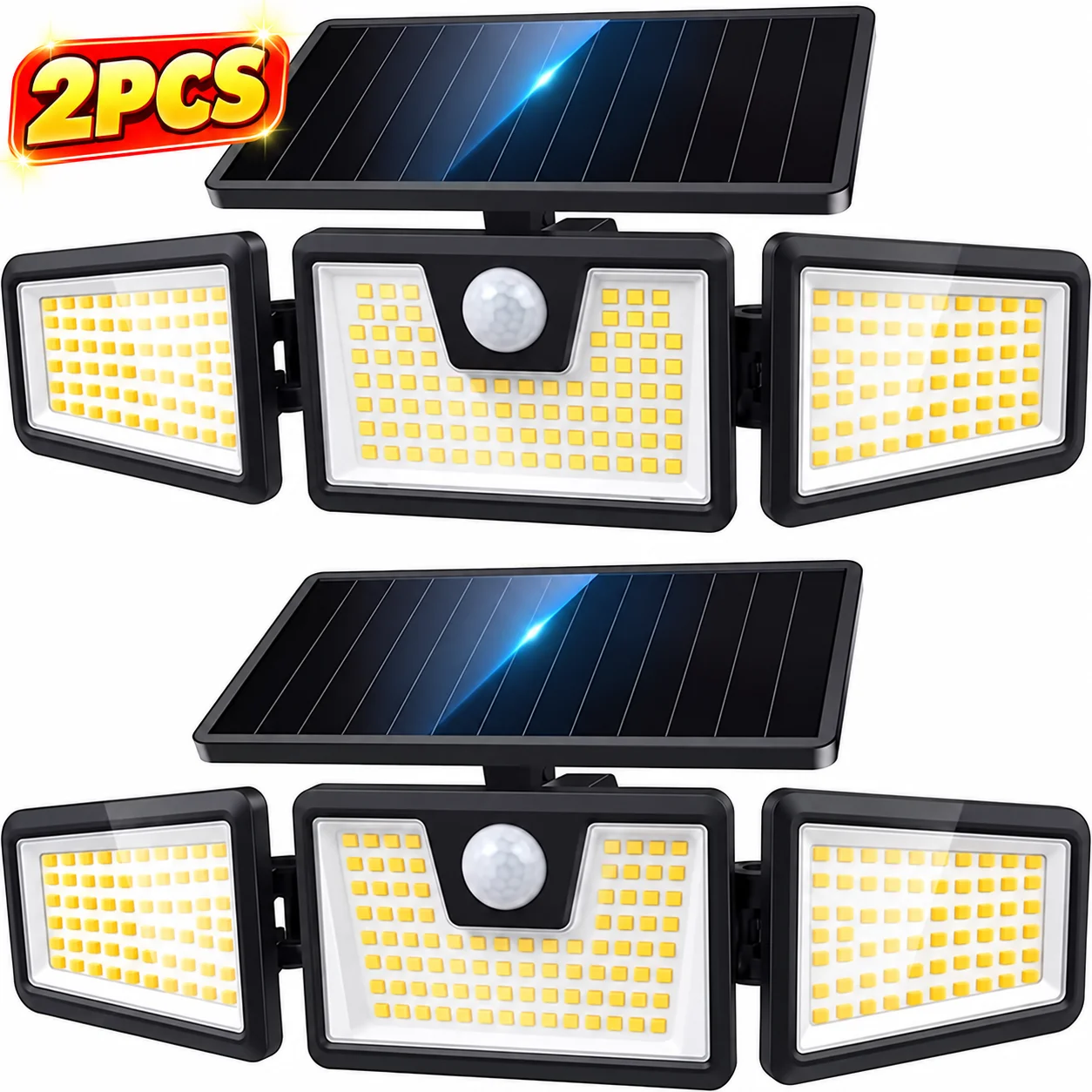 1/2PCS Solar Outdoor Lights, 3 Adjustable Heads - Image 2