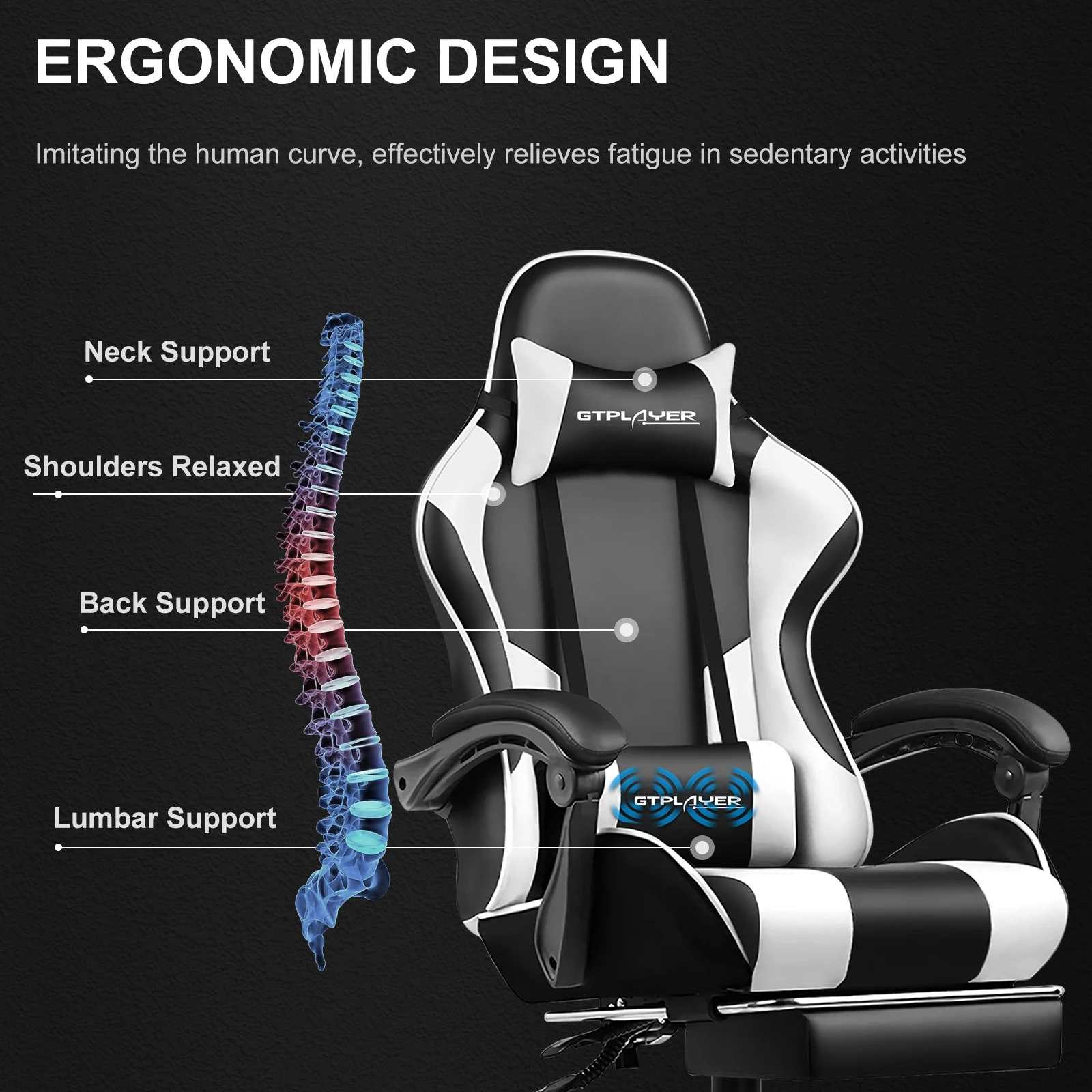 GTPLAYER Gaming Chair with Footrest, - Image 4