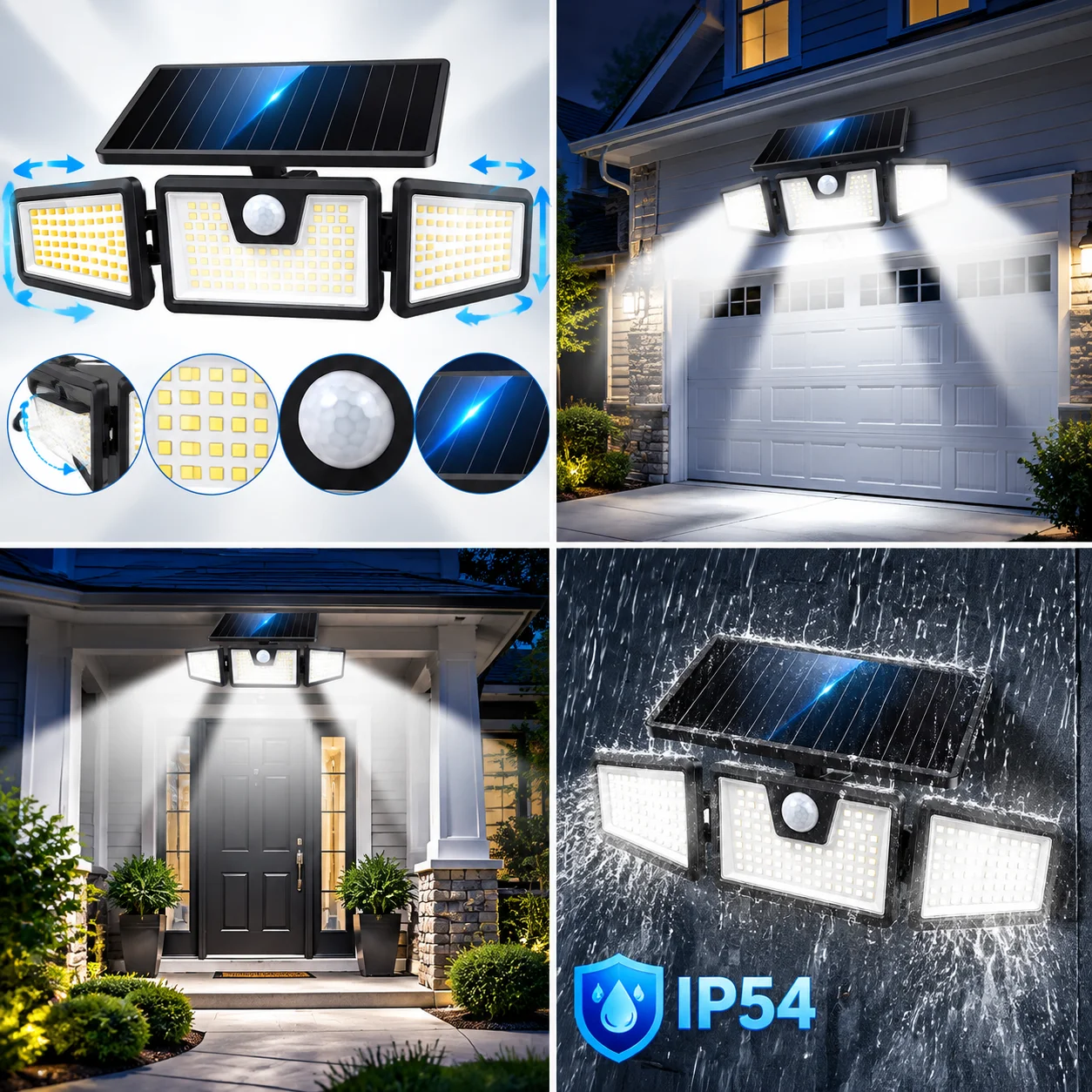 1/2PCS Solar Outdoor Lights, 3 Adjustable Heads - Image 7