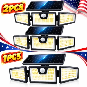 1/2PCS Solar Outdoor Lights, 3 Adjustable Heads