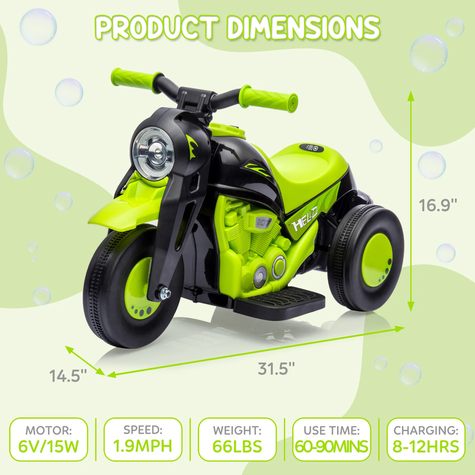 6V Kids Electric Motorcycle With Bubble Machine, - Image 2