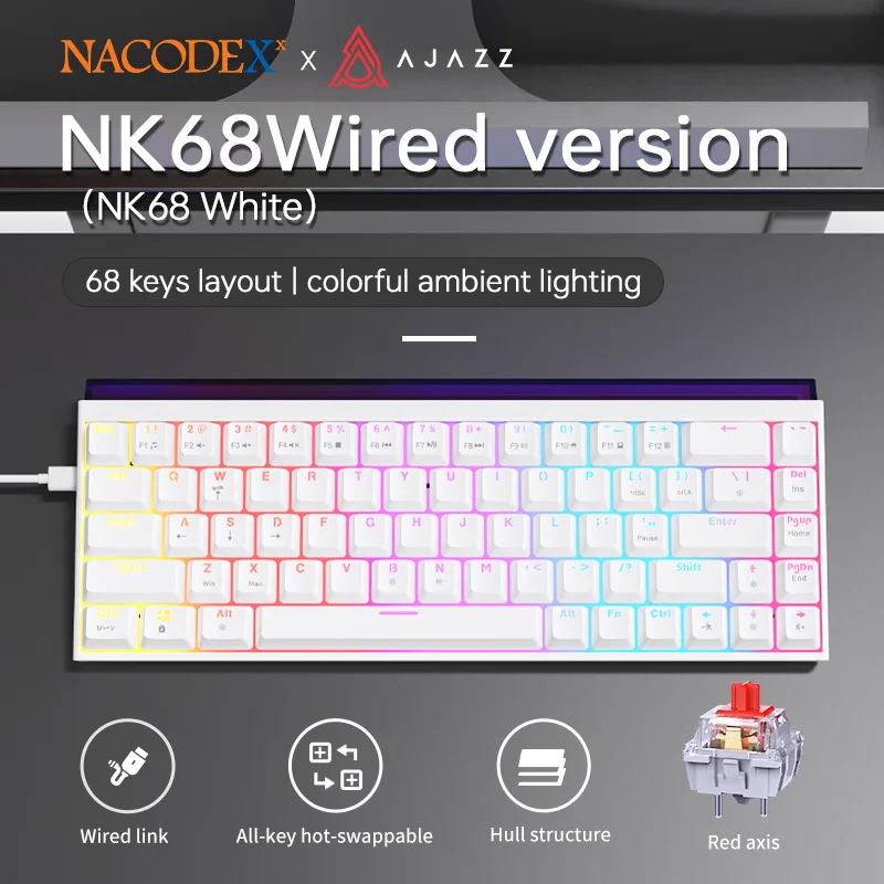 AJAZZ NK68 V2 Wired Mechanical Gaming Keyboard, - Image 15