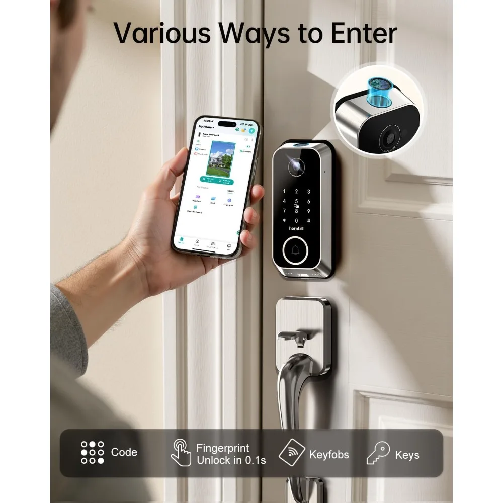 Smart Door Lock with 2K Camera Doorbell Fingerprint - Image 1