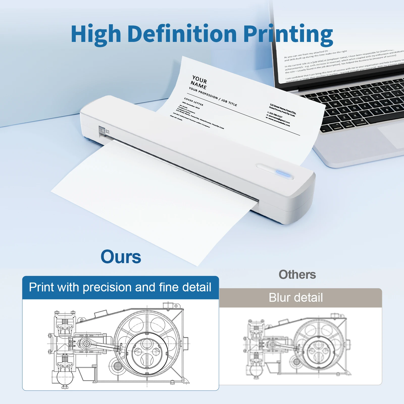 Portable A4 Thermal Bluetooth Wireless Printer - Image 3