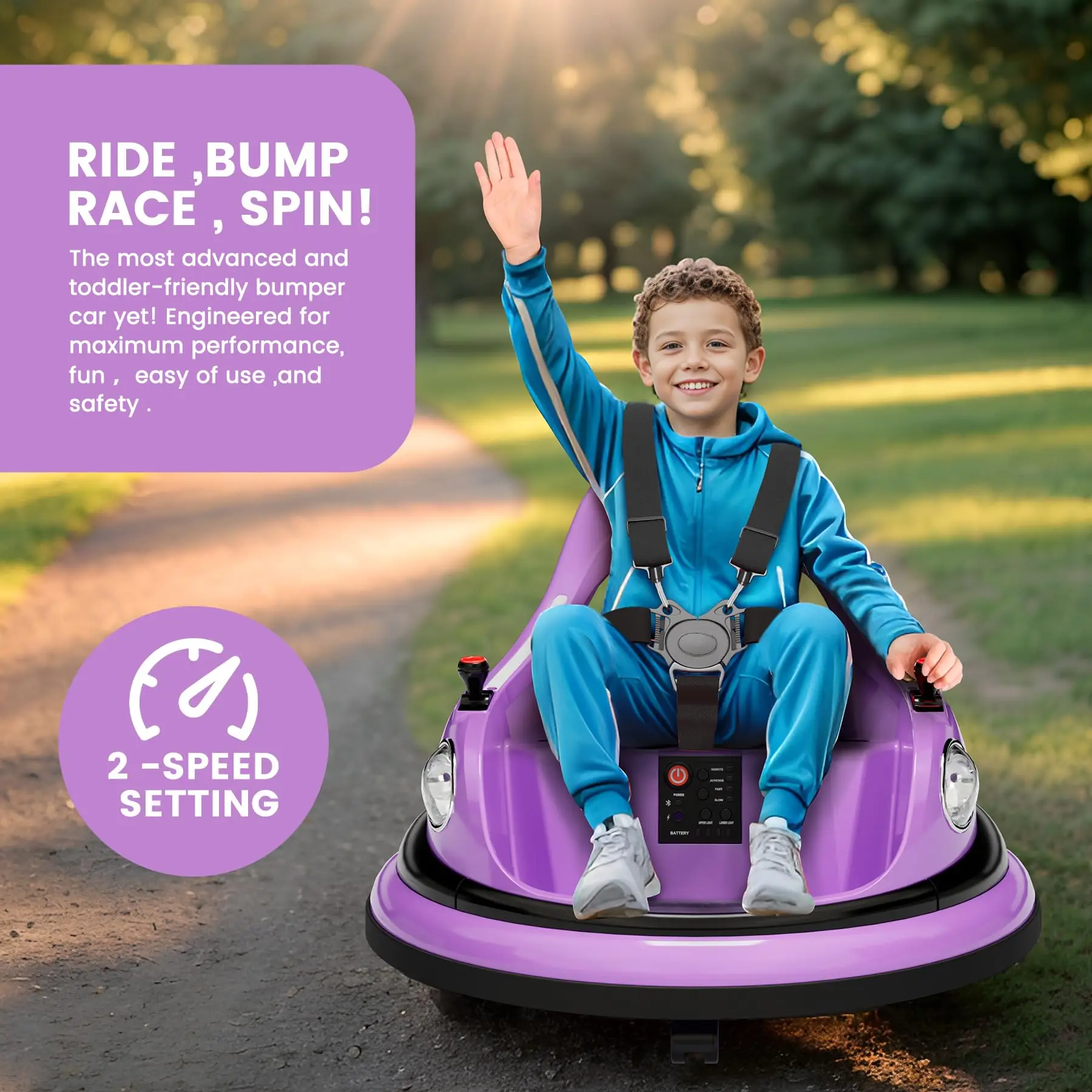 12V Kids Electric Bumper Car  Parent Remote, 360° - Image 6