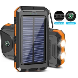 Solar Charging Power Bank,Dual USB & Type C Output Port Multicharger