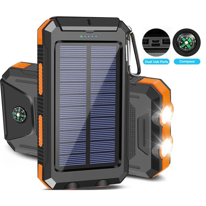 Solar Charging Power Bank,Dual USB & Type C Output Port Multicharger - Image 1
