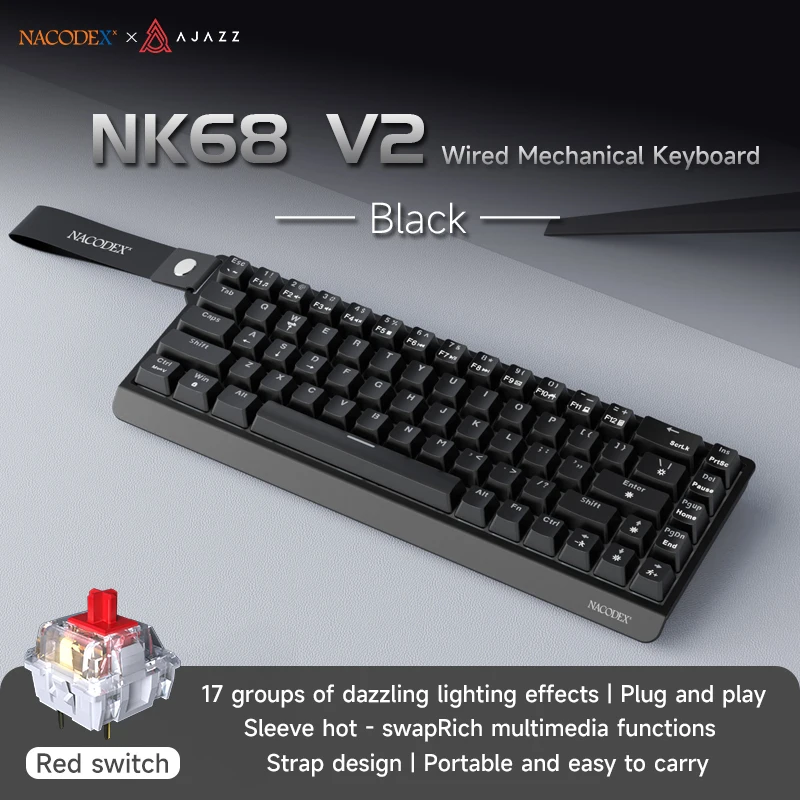 AJAZZ NK68 V2 Wired Mechanical Gaming Keyboard, - Image 7