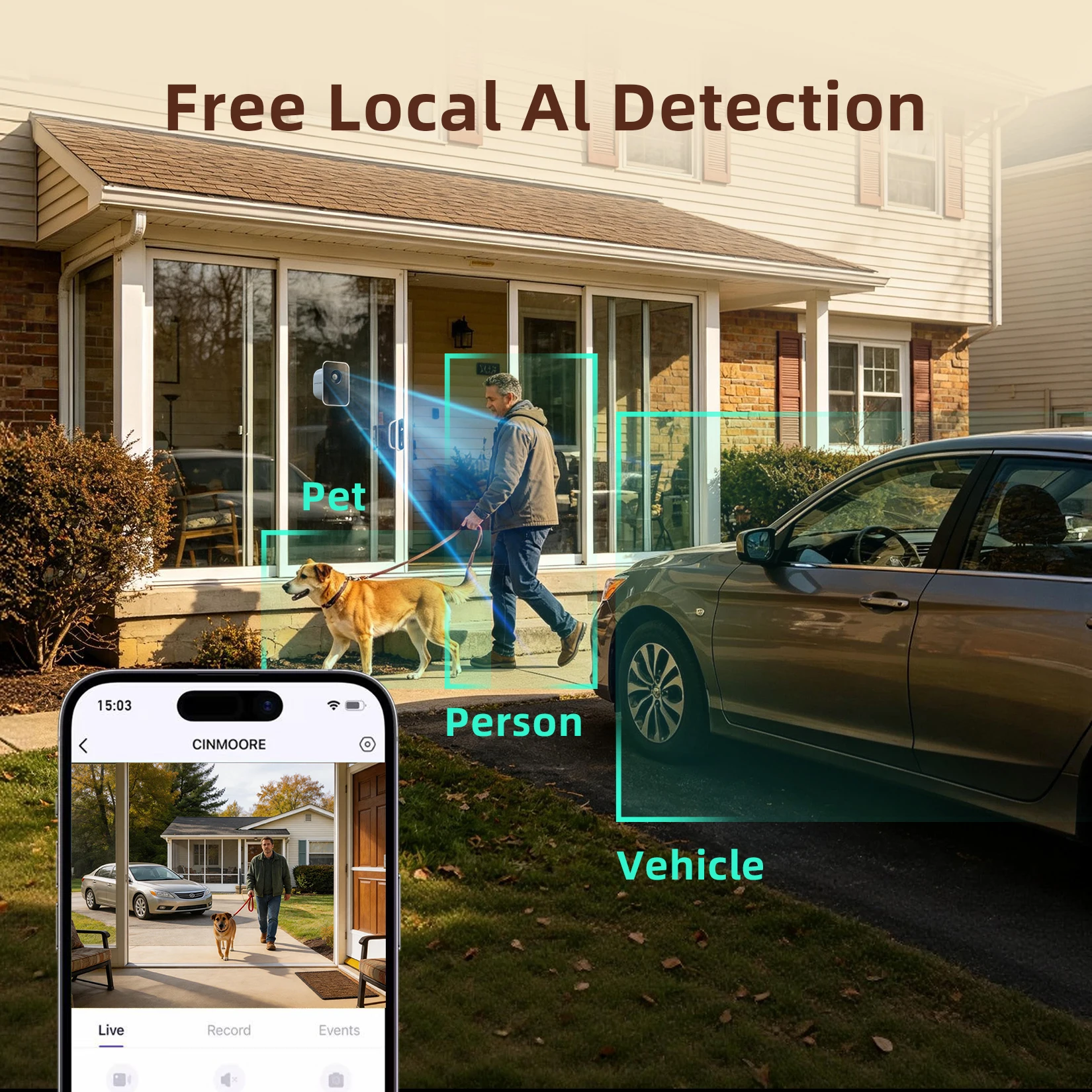 CINMOORE 2.5K Window Security Camera Anti-Glare - Image 5