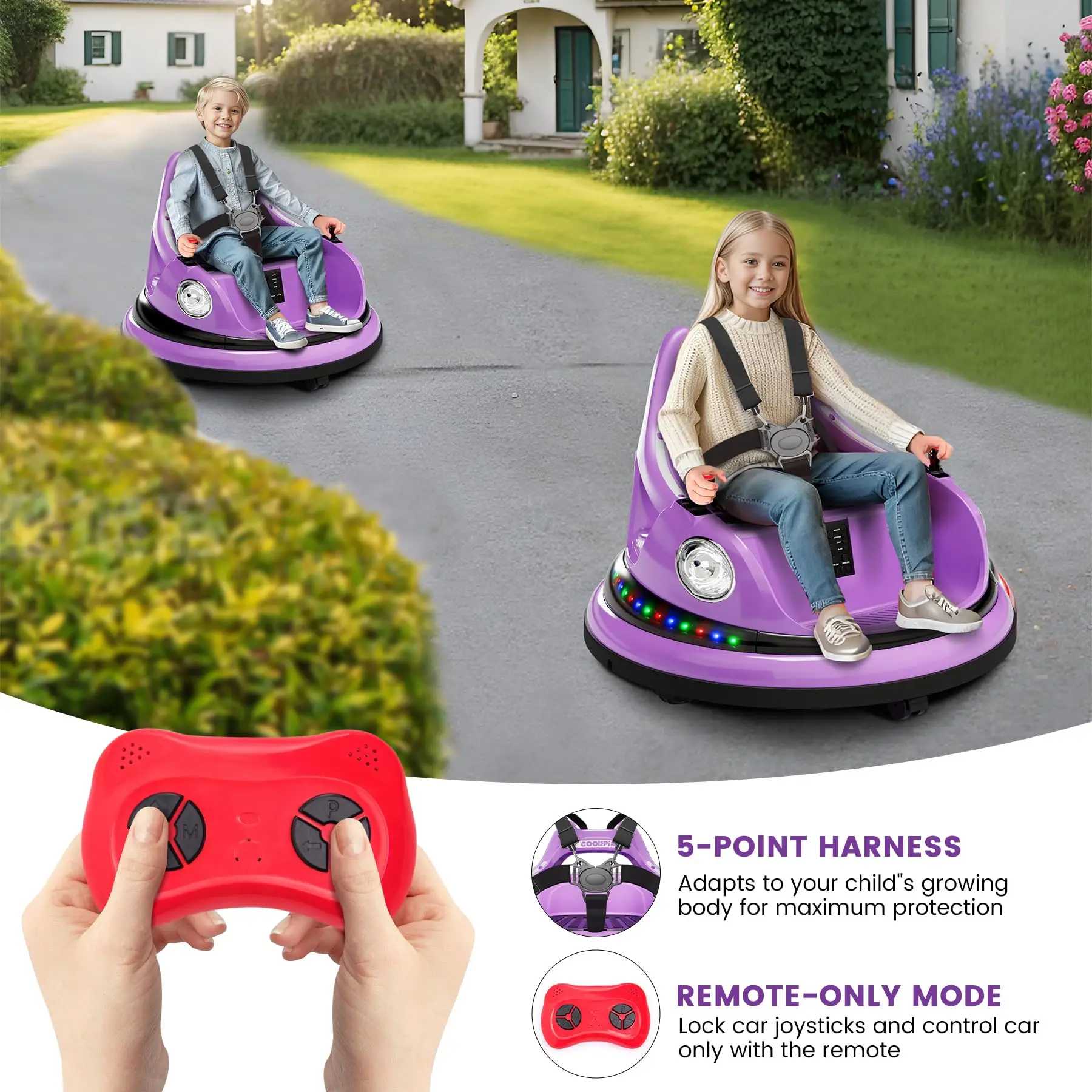 12V Kids Electric Bumper Car  Parent Remote, 360° - Image 7