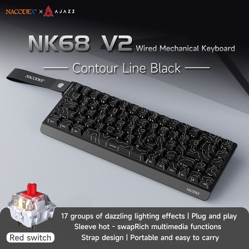 AJAZZ NK68 V2 Wired Mechanical Gaming Keyboard, - Image 8