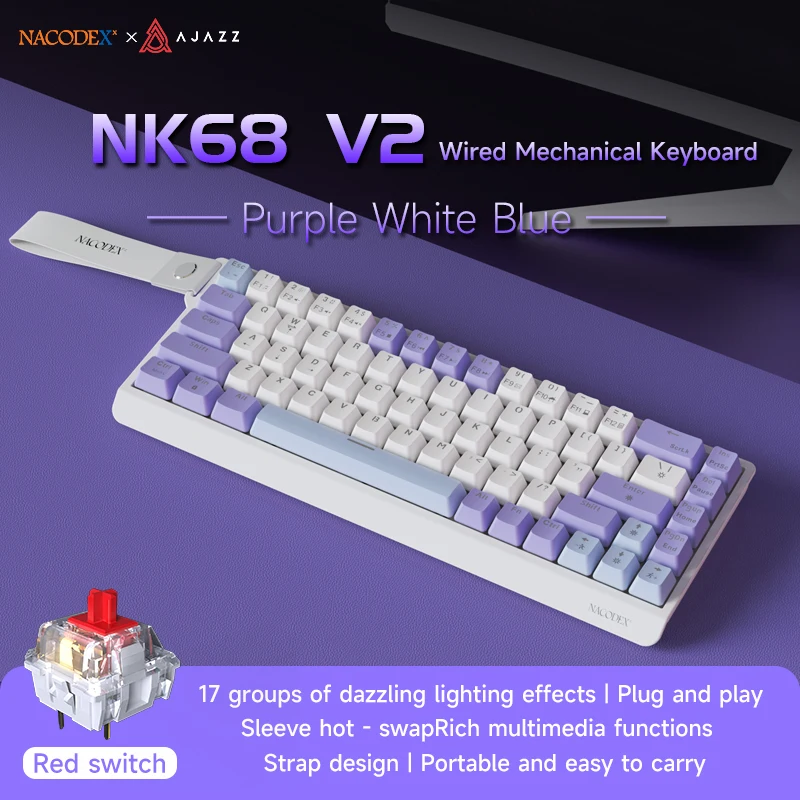 AJAZZ NK68 V2 Wired Mechanical Gaming Keyboard, - Image 13