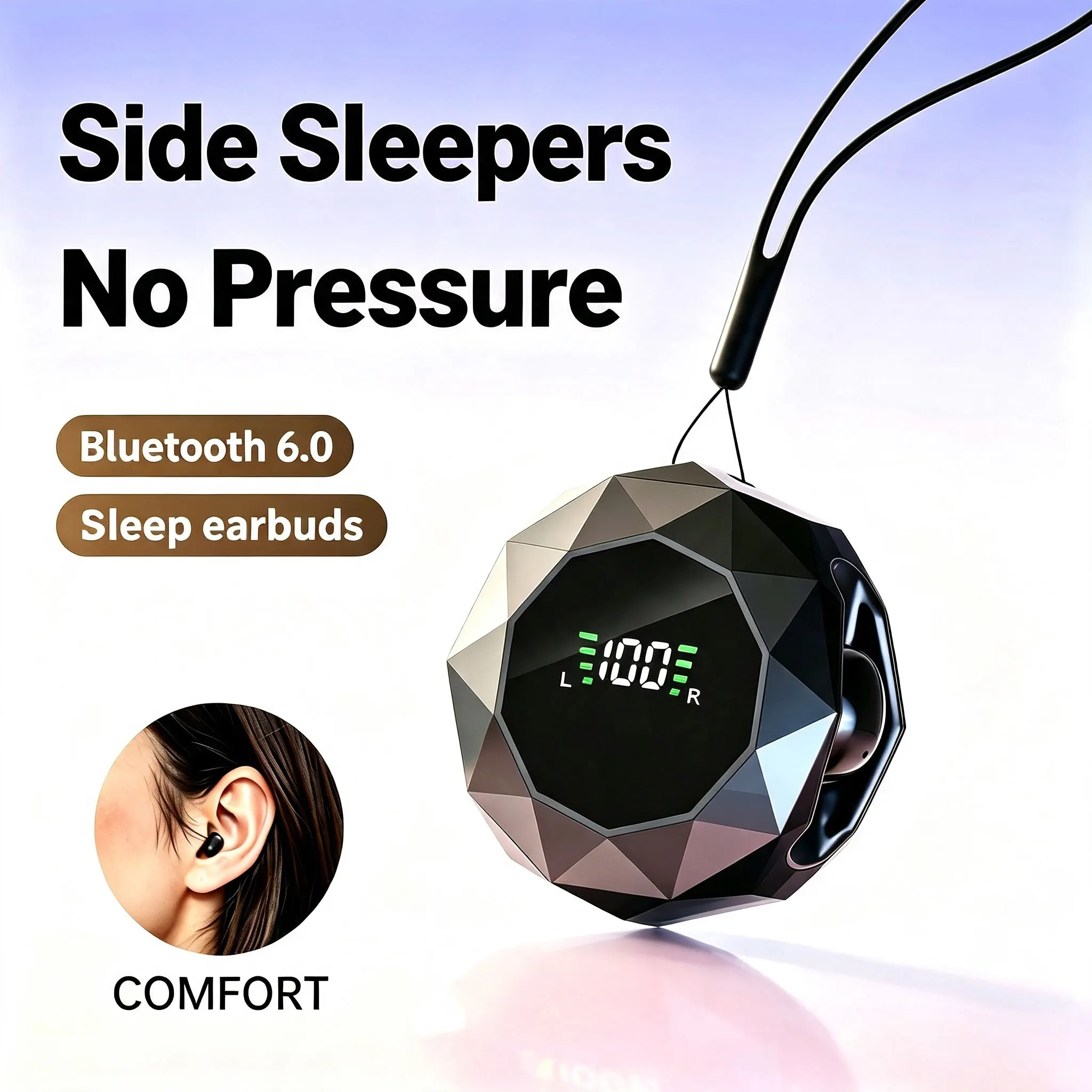 Mini Wireless Sleep Earbuds for Side Sleepers, Bluetooth 6.0 In-Ear Headphones with Noise Reduction, Ultra Small Hidden Earphones, Comfortable Fit for Long Wear & Deep Sleep & Birthday and Holiday Gifts - Image 1