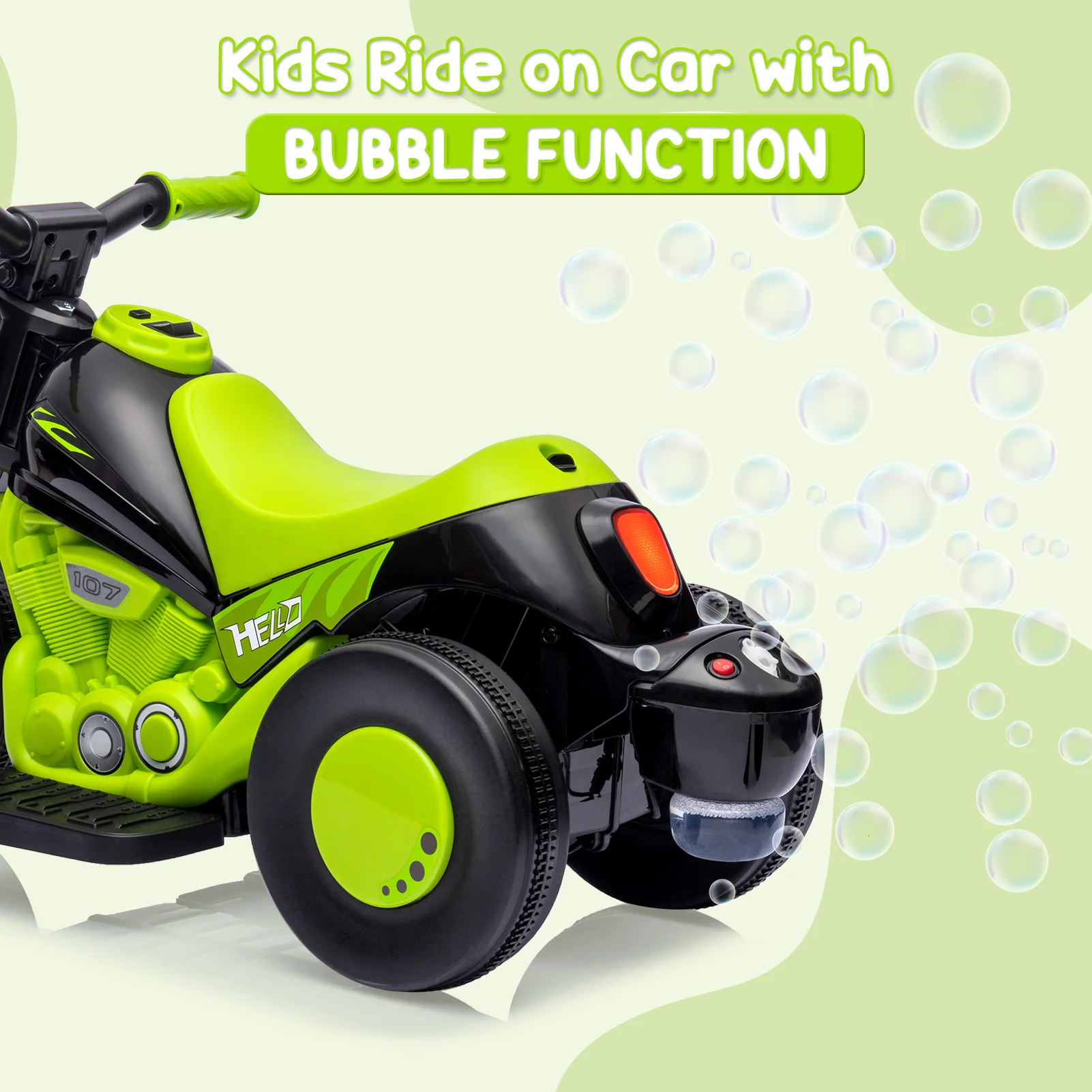 6V Kids Electric Motorcycle With Bubble Machine, - Image 6