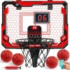 JOYFY Mini Indoor Basketball Hoop Light Up Over The Door Basket Ball Hoop for Kids Toys Birthday Gifts with Scoreboard & 4 Balls - Thumbnail Image 1
