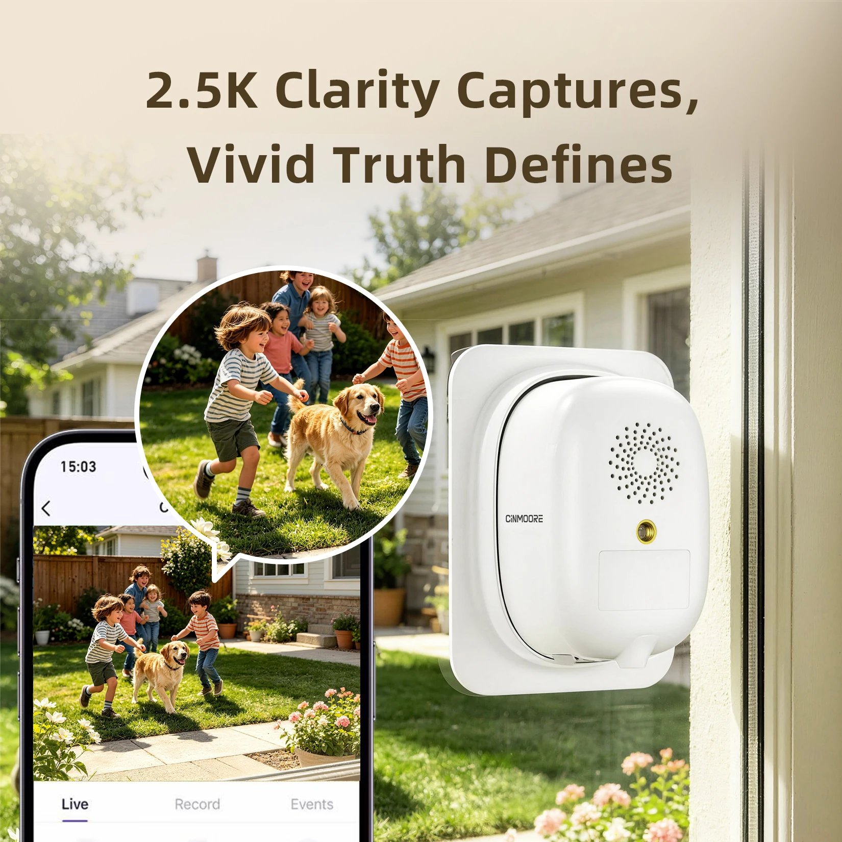CINMOORE 2.5K Window Security Camera Anti-Glare - Image 4