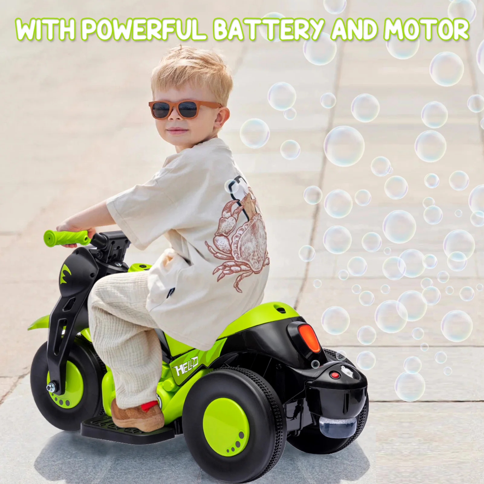 6V Kids Electric Motorcycle With Bubble Machine, - Image 3
