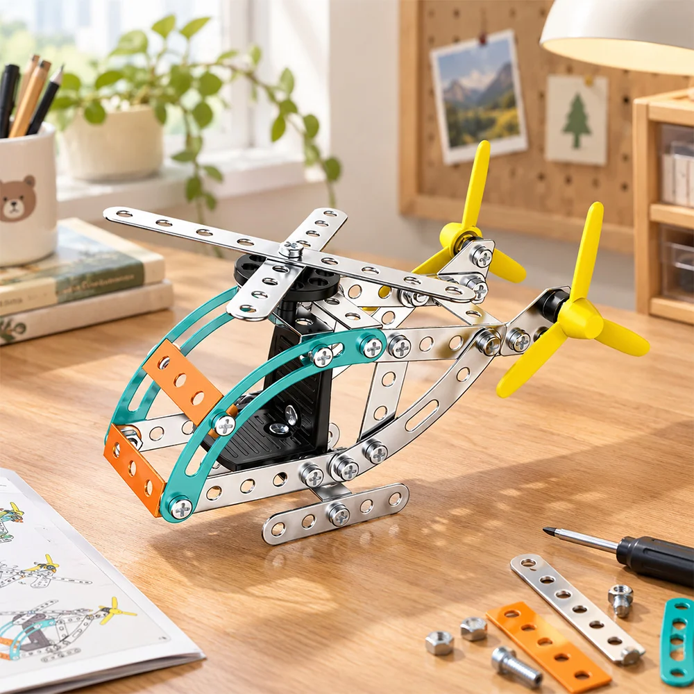 Metal Assembly Helicopter Model with Dual Propellers, - Image 7