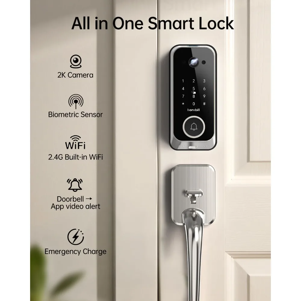 Smart Door Lock with 2K Camera Doorbell Fingerprint - Image 3