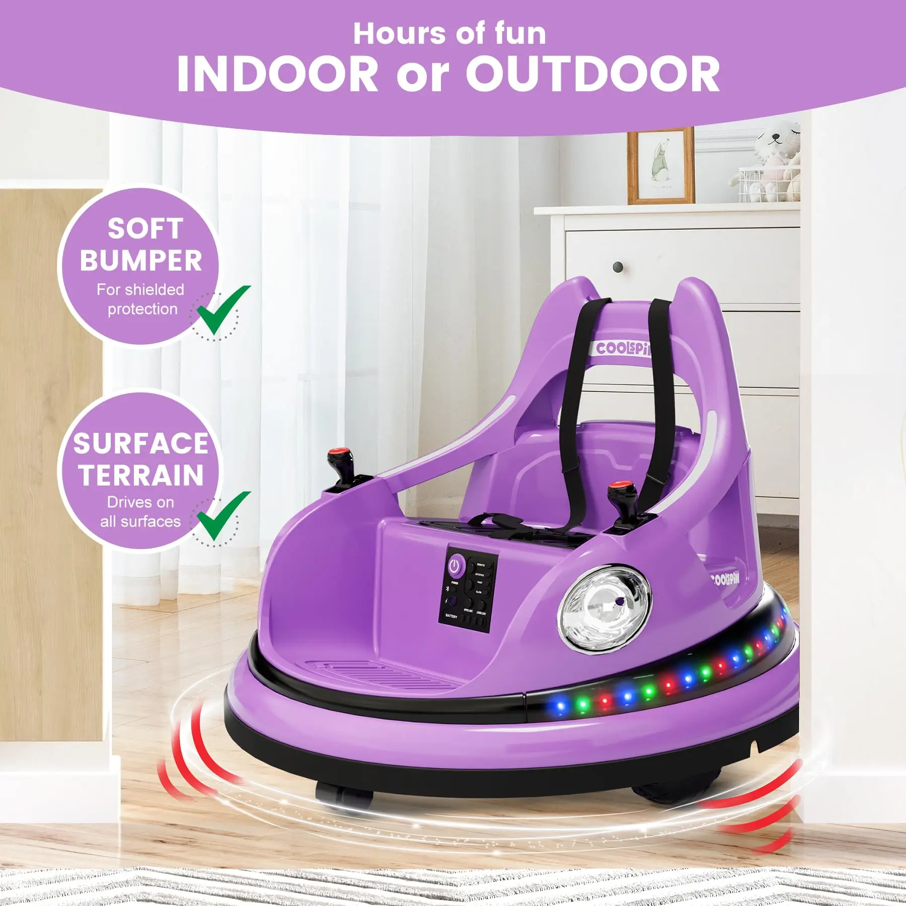 12V Kids Electric Bumper Car  Parent Remote, 360° - Image 5