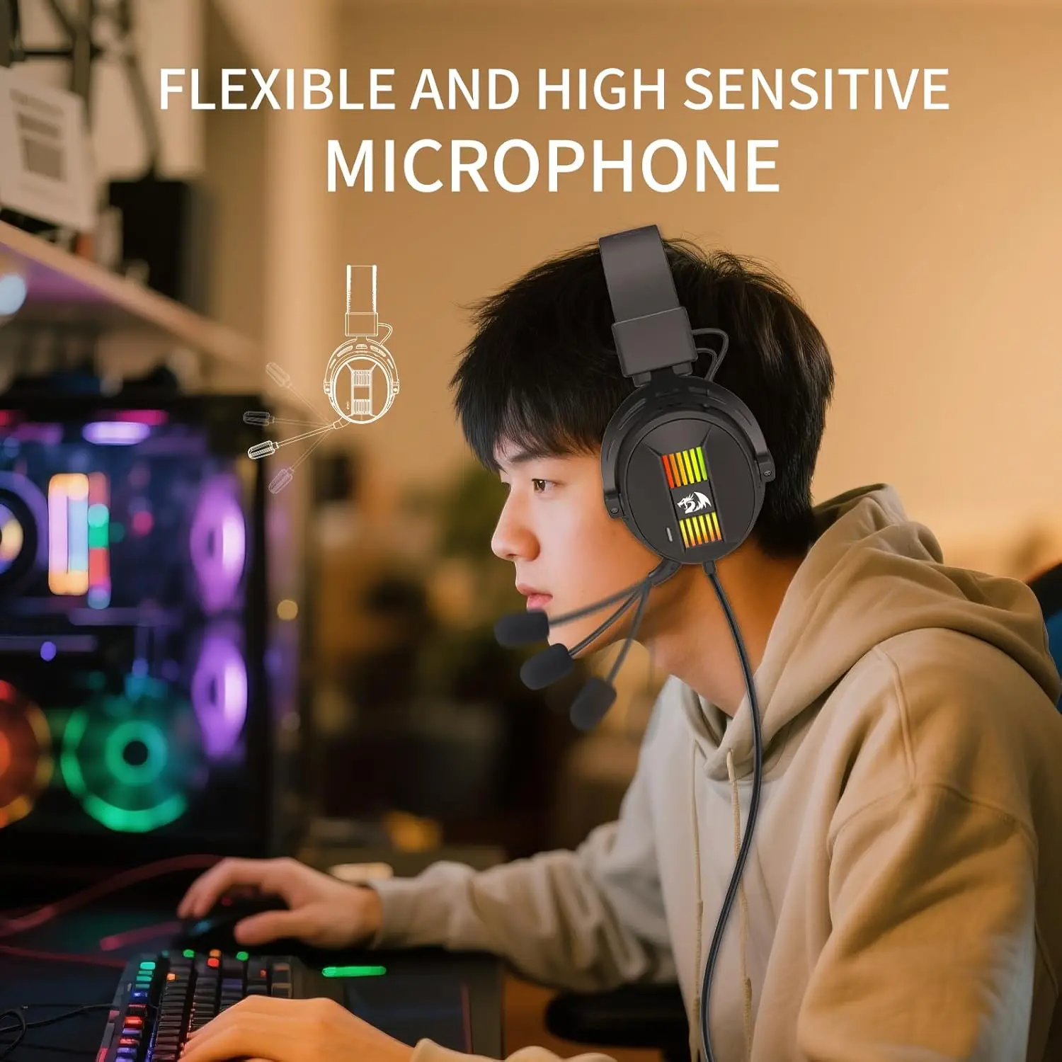 Redragon H375 Wired Gaming Headset, - Image 2