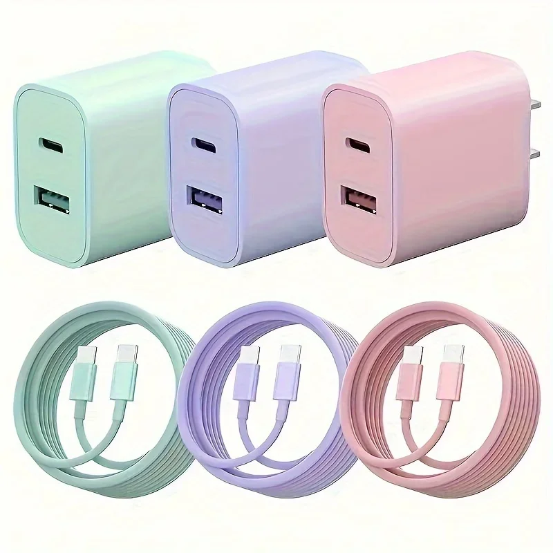 20W USB C fast Charger Block Dual Port with 6FT - Image 1