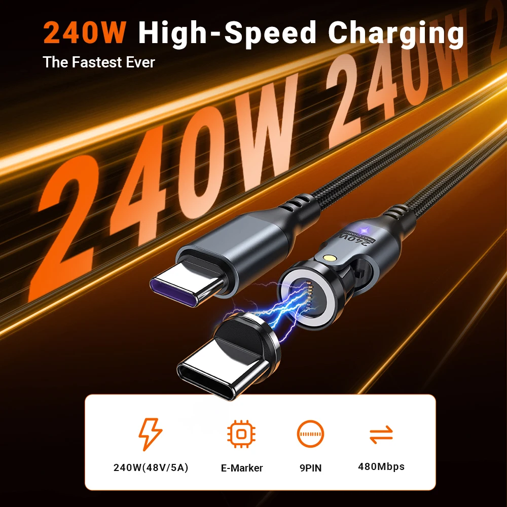 AUFU 240W Magnetic USB Type C To USB C Cable - Image 2