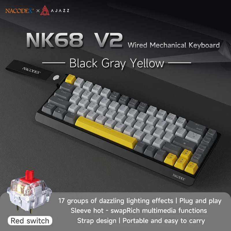 AJAZZ NK68 V2 Wired Mechanical Gaming Keyboard, - Image 14