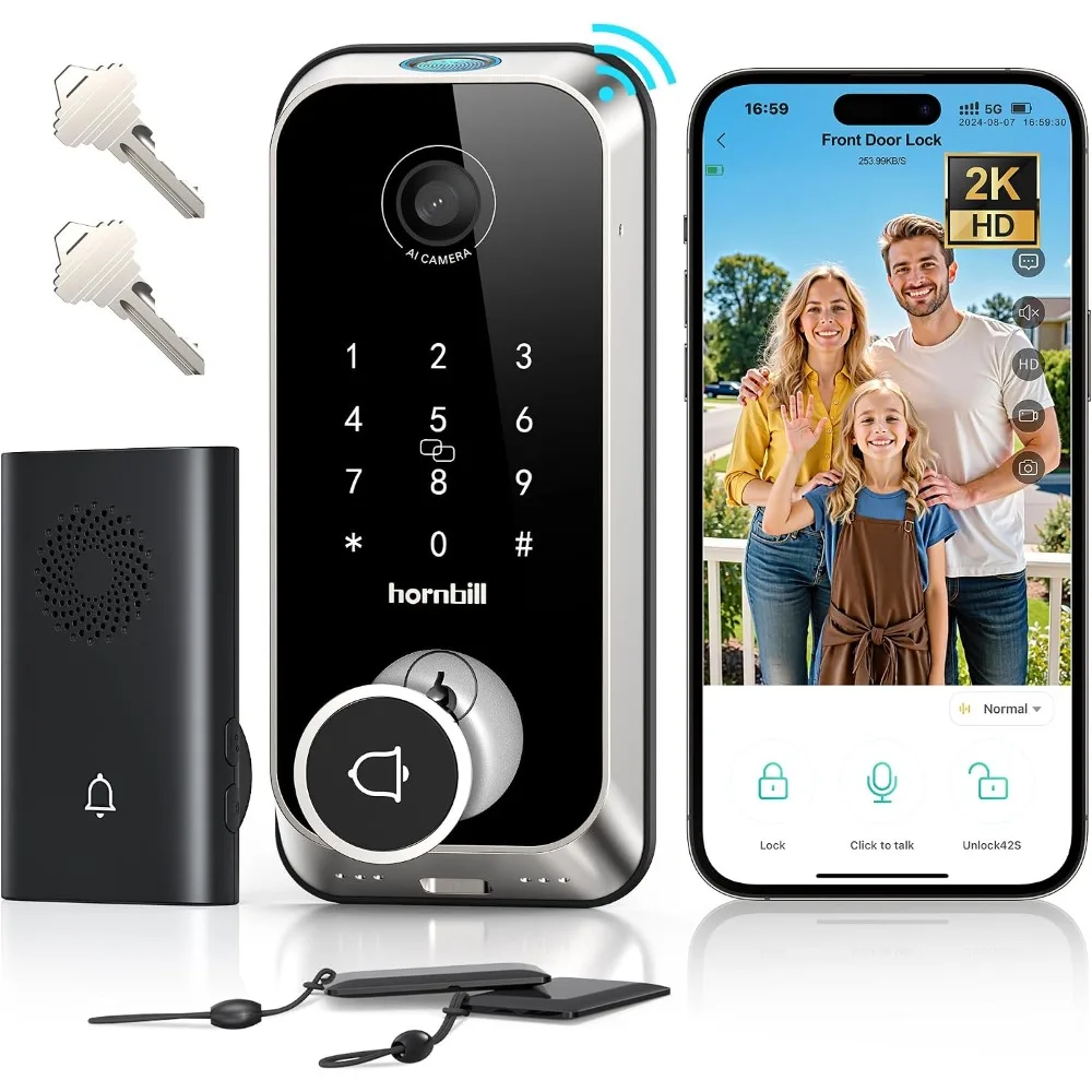 Smart Door Lock with 2K Camera Doorbell Fingerprint - Image 2